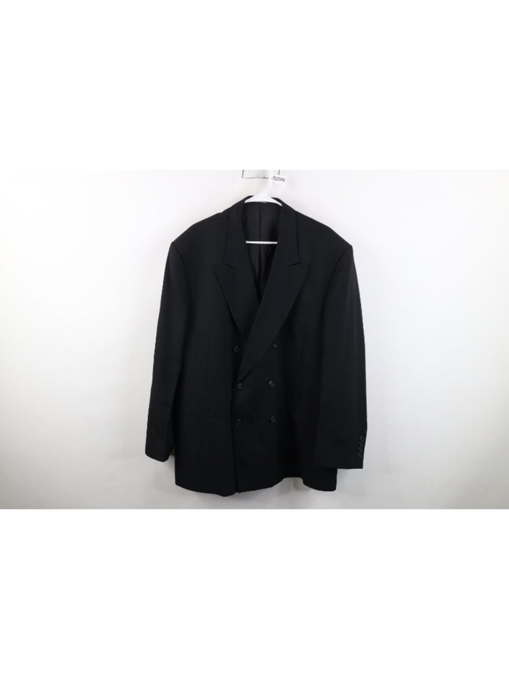 Vintage 90s Worsted Wool Blend Double Breasted Suit Coat Blazer Jacket Mens 46R